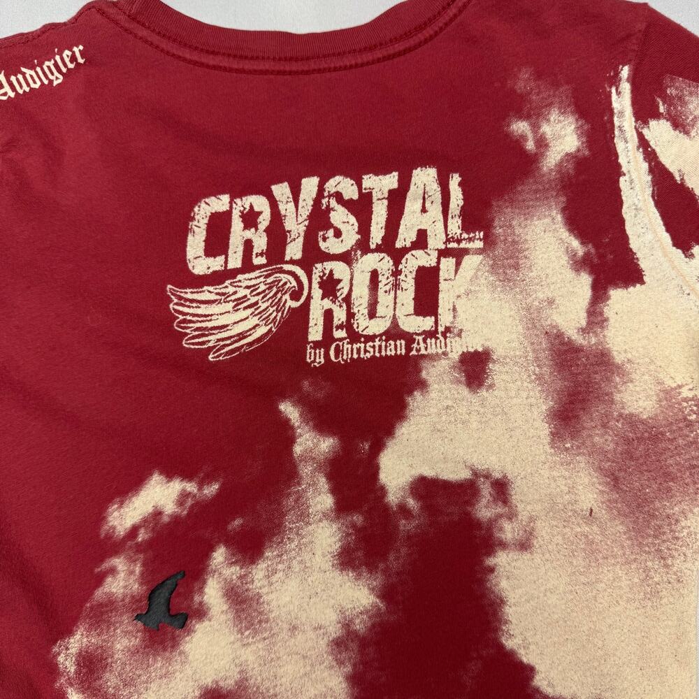 Christian Audigier Crystal Rock Shirt Women's XS Girl Studded Y2K Baby Tee - Picture 6 of 10